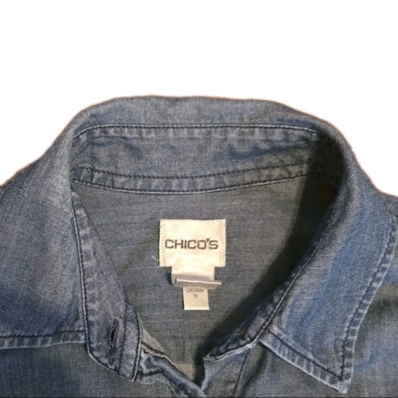 Chico's Blue Denim Collared Shirt - Picture 3 of 7